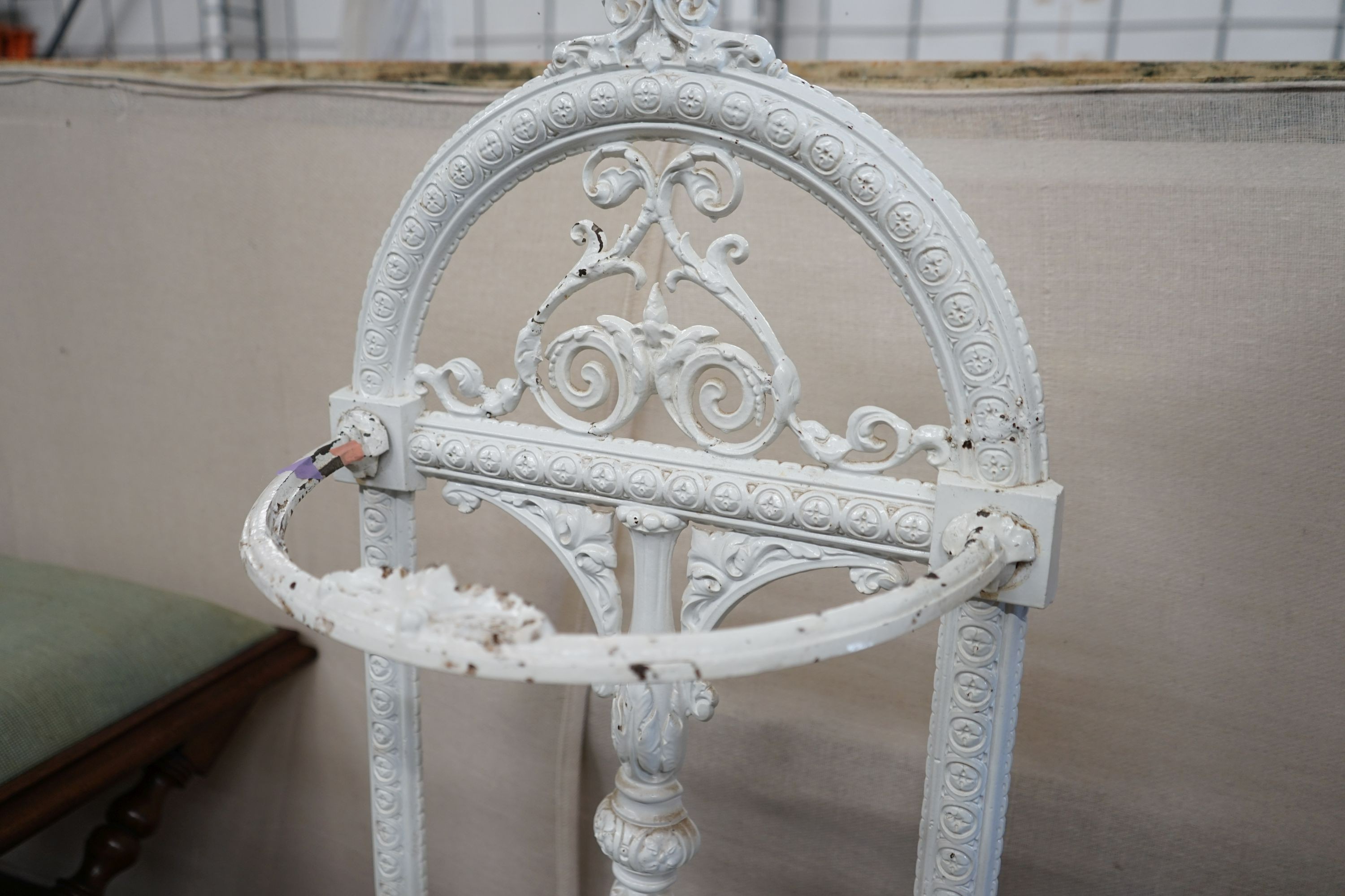 A Victorian painted cast iron stick stand, width 50cm, height 84cm